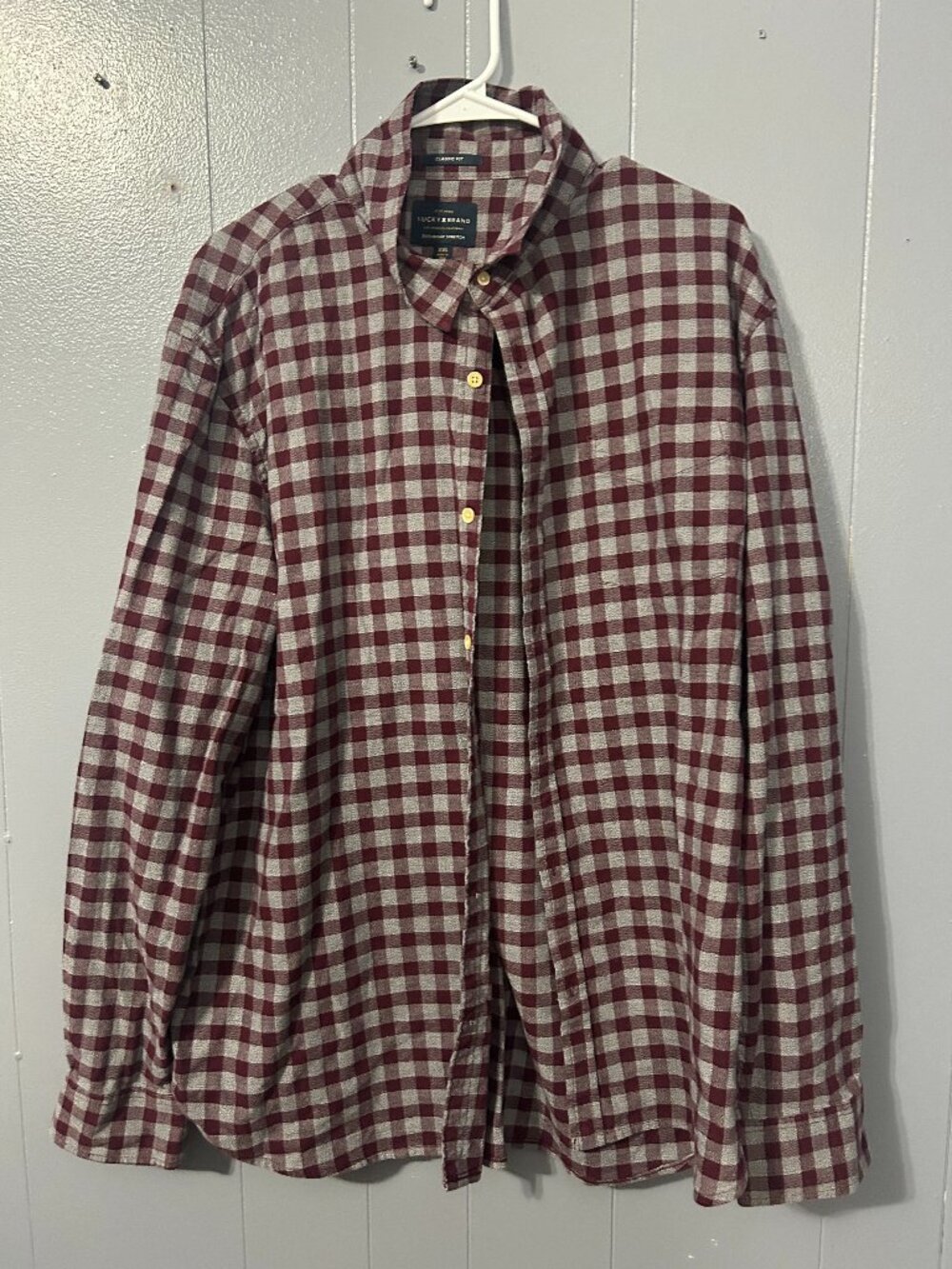 Lucky Brand Men's Burgundy Plaid Flannel Button Down Shirt XXL